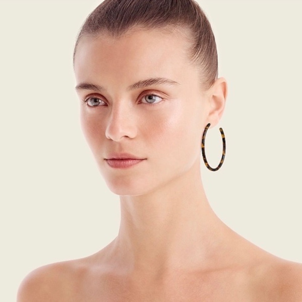 J. Crew Tortoise Hoop Earrings - Never Worn - Picture 2 of 5